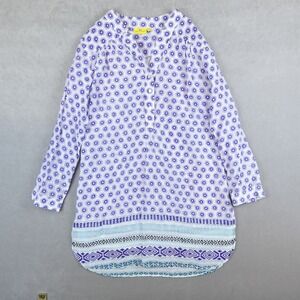 Roberta Roller Rabbit Tunic Dress Sz Medium Button Front Long Sleeve Lightweight